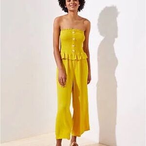 Loft Smocked Strapless Cropped Jumpsuit size XXL